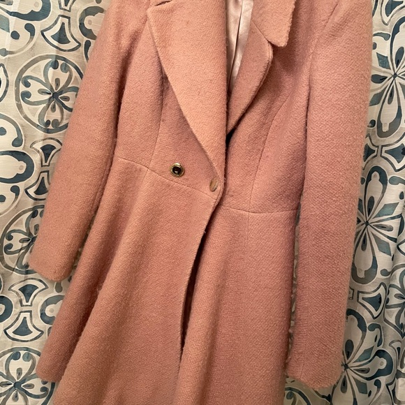 Calvin Klein Melton Double Breasted Pink Coat - Picture 4 of 4